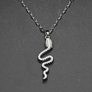 Rhinestone Silver Snake Necklace